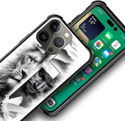 for iPhone 13 Pro Case, Lion Cross Jesus Christ Dove Pattern Graphic Design - Image 7