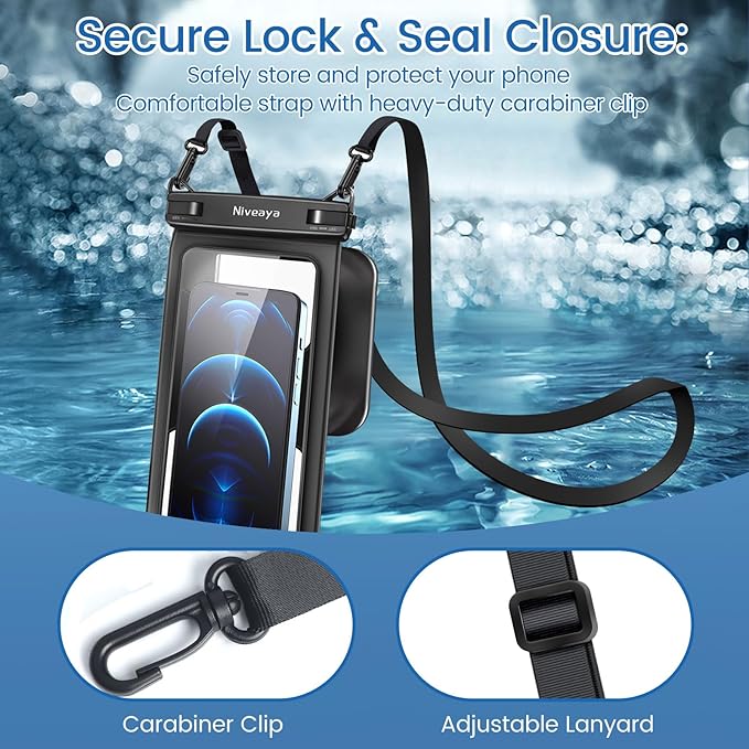 Niveaya [Floatable Floating Waterproof Phone Pouch 2 Pack-Up to 8.5", Large - Image 7