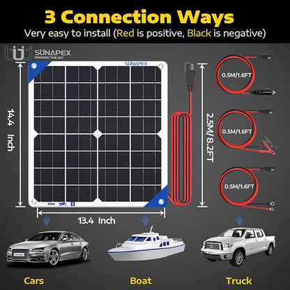 SUNAPEX 12V 20 Watt Solar Trickle Charger Maintainer - Image 6