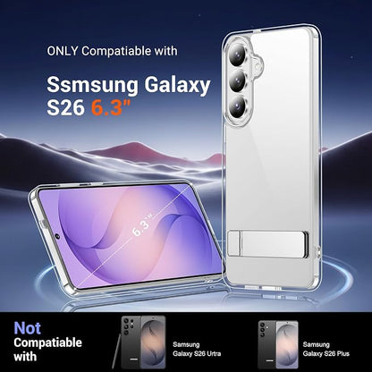 Temdan Designed for Samsung Galaxy S26 Case Clear, Built-in Invisible Kickstand - Image 8