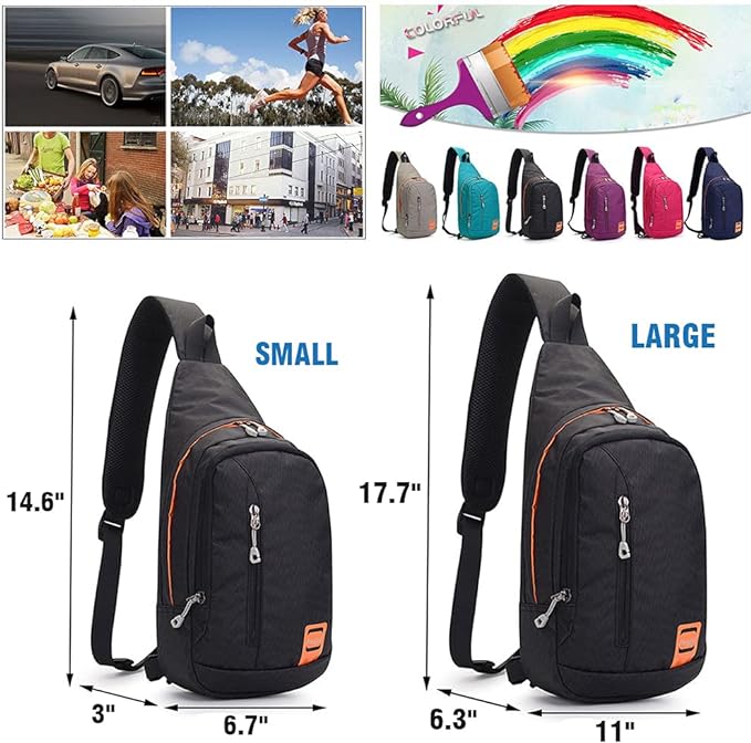 Peicees Small Sling Backpack Waterproof Unisex Shoulder Bag Chest Crossbody - Image 4