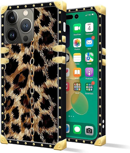 Compatible with iPhone 14 Pro Max Case, Seamless Gold Chain Leopard Luxury - Image 2