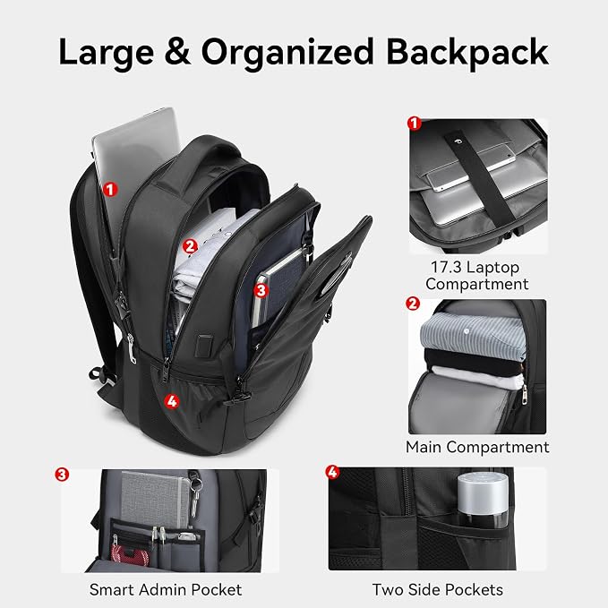 CROSSGEAR Travel Laptop Backpack Anti Theft Fits 17.3 Inch Laptop - Image 4