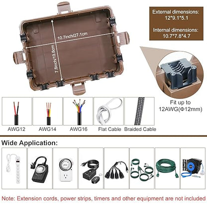 Waterproof Electrical Box, Large Outdoor Extension Cord Covers Waterproof - Image 5