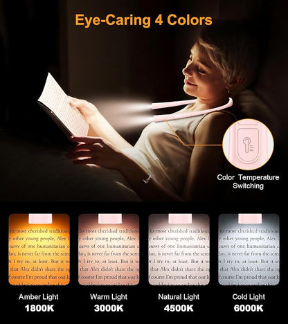 Gritin Book Light, Eye Caring 4-Color & 5-Brightness Neck Light Reading Light- - Image 3