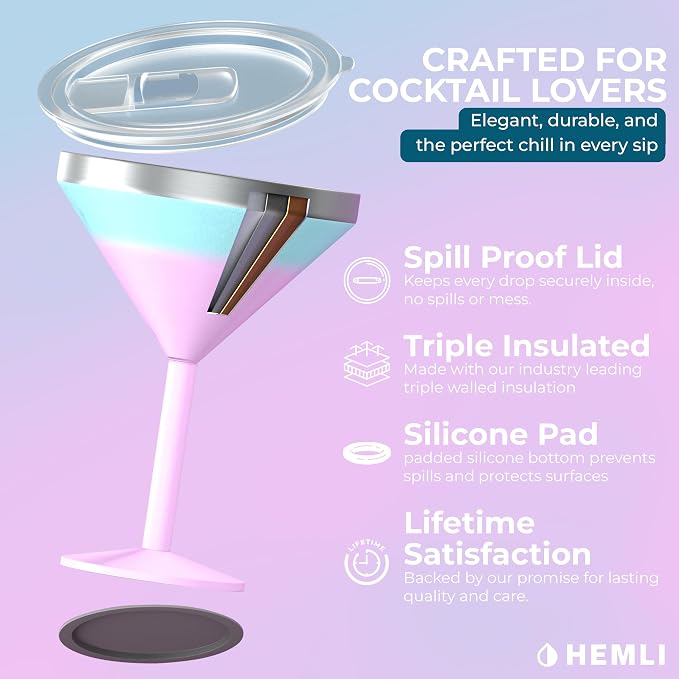 Martini Glass, Stainless Steel Insulated Martini Tumbler, Cocktail Cup - Image 3