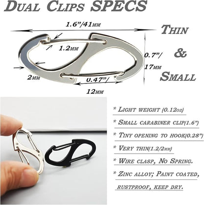Small Carabiner Clips 1.6 inch Metal Double Sided Spring Gate Snap Hooks - Image 5