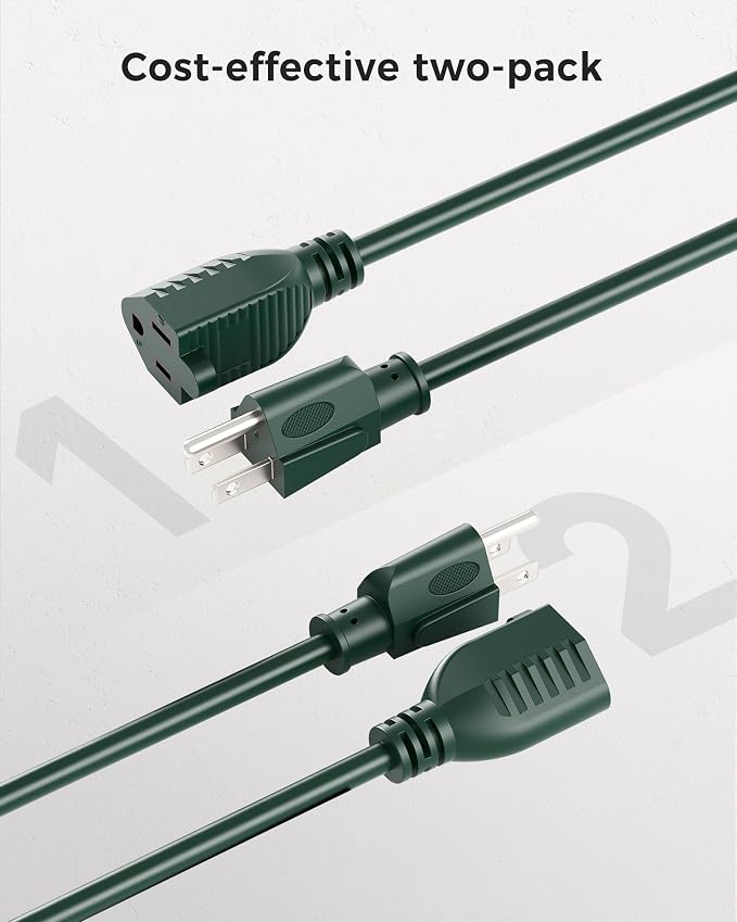 Cable Matters 2-Pack 16 AWG Heavy Duty 13A Power Extension Cord - 10ft - Image 3