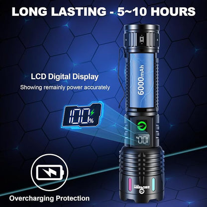Esgreen Rechargeable Flashlights High Lumens 100000 Single 2 Modes, Super - Image 8