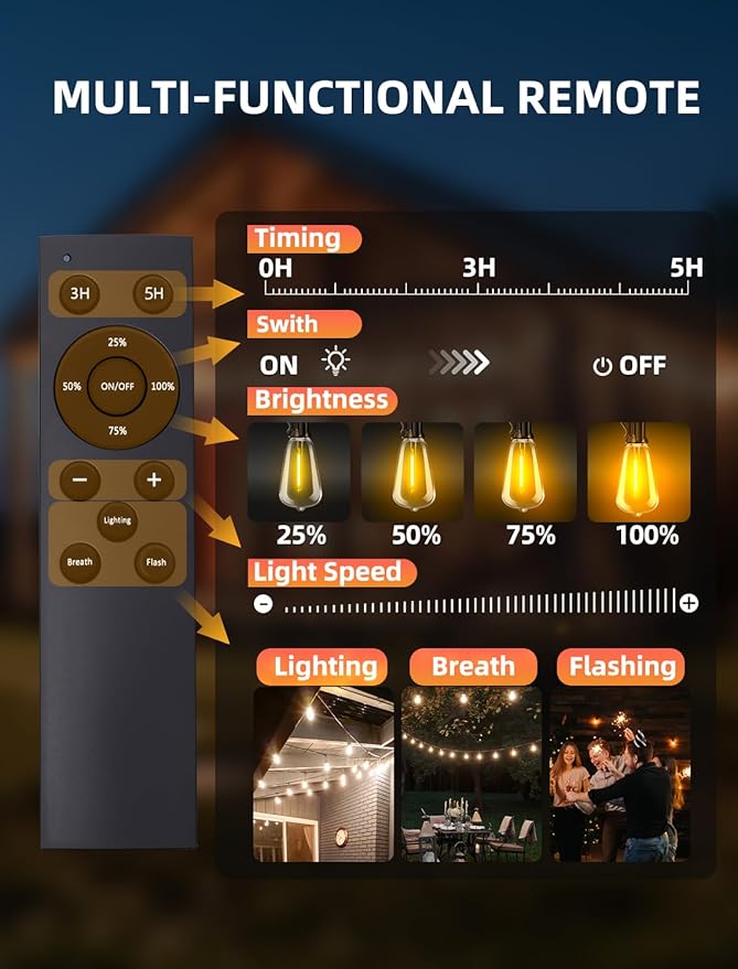 Outdoor Patio String Lights: 150Ft 45M Outside Waterproof Light - Image 6