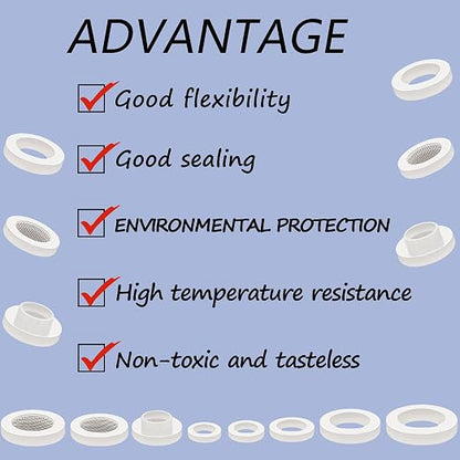 ZDBB 70 Pcs Plumbing Silicone Gasket Assortment Kit VMQ Silicone Washer Food - Image 8