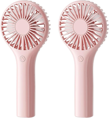 TriPole 2 Pack Mini Portable Handheld Fan Pink, 3 Speeds Powerful Personal by TriPole
