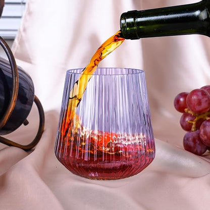 Lueumxc 40 Pack Plastic Ribbed Wine Glasses, 14Oz Origami Disposable Wine - Image 4