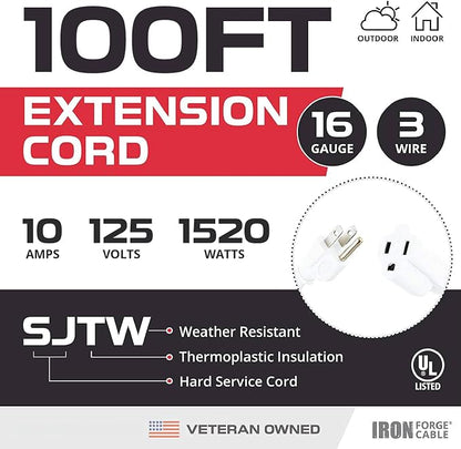 Iron Forge Cable Weatherproof 100 Ft Outdoor Extension Cord - Image 2