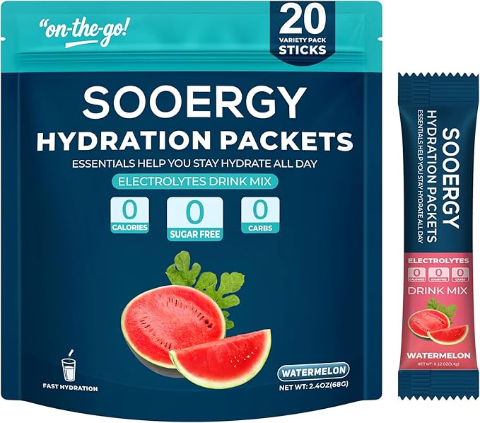 Electrolytes Powder Packets Sugar Free Hydration Packets, Liquid Daily IV by Sooergy