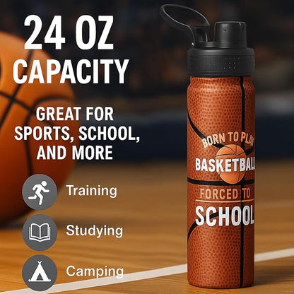 Basketball Water Bottle, 24 oz Insulated Stainless Steel Sports Bottle - Image 7
