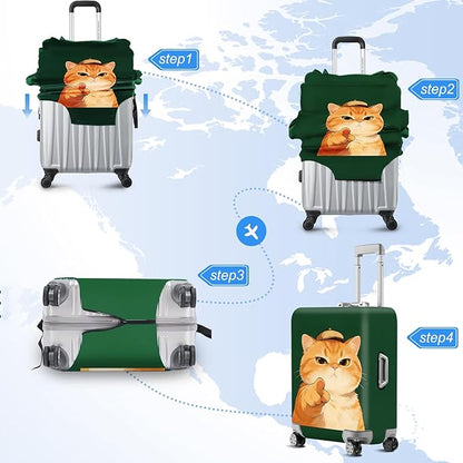 ANNA QUEEN Funny Cat Luggage Cover, Cute Cartoon Stretchable Suitcase Protector - Image 6