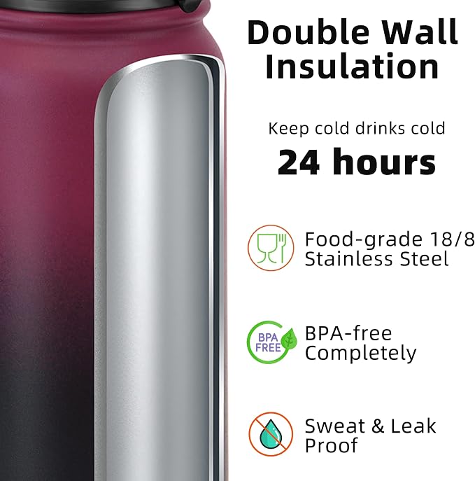 Fanhaw 32 oz Insulated Stainless Steel Water Bottle - Image 3