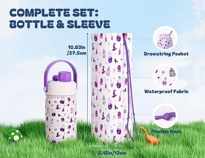 12 oz Kids Insulated Water Bottle: 2-in-1 Straw Spout Lid, Keep Cold 24H - Image 6
