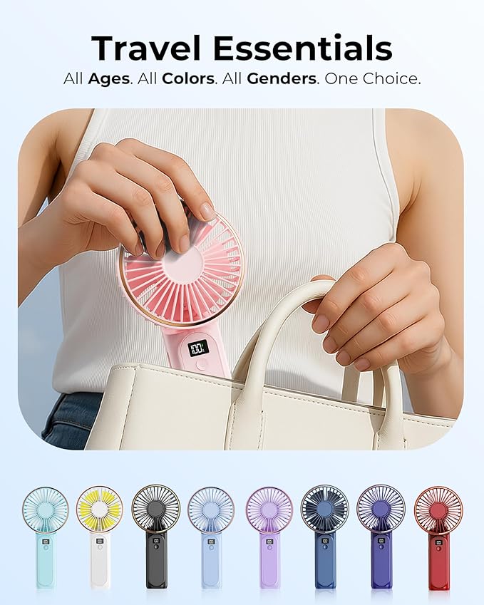 TUNISE Portable Handheld Fan, 180 Adjustable, 6 Speed Wind, USB Rechargeable - Image 6