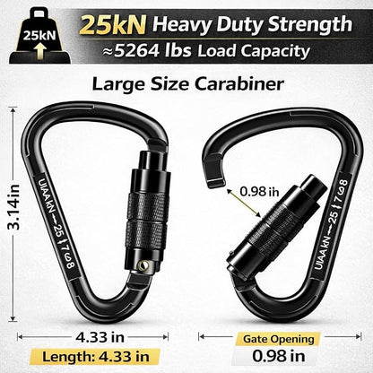 Auto Locking Carabiner Heavy Duty Carabiner 25kN UIAA Certified Climbing - Image 2