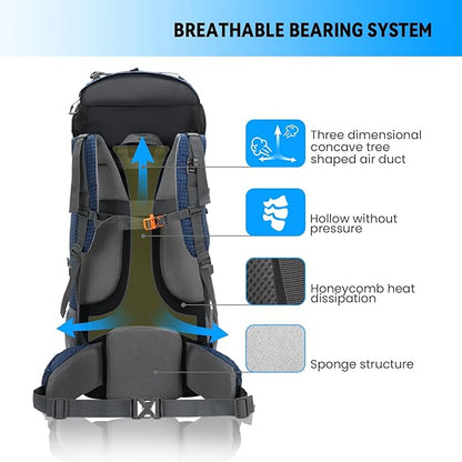 Bseash 80L Waterproof Hiking Camping Backpack - Image 4