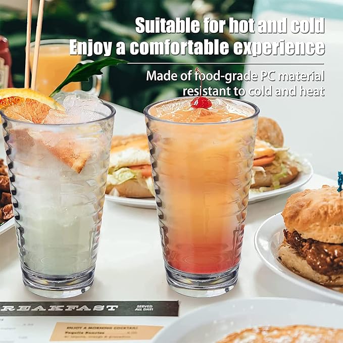 ALIMOTA Stackable Drinking Glasses 385ml Set of 6, Dishwasher Safe Acrylic - Image 5