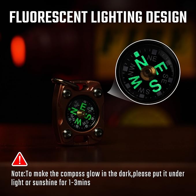 MecArmy Mini Titanium/Brass Compass, Waterproof IPX5 Pocket Compass - Image 2