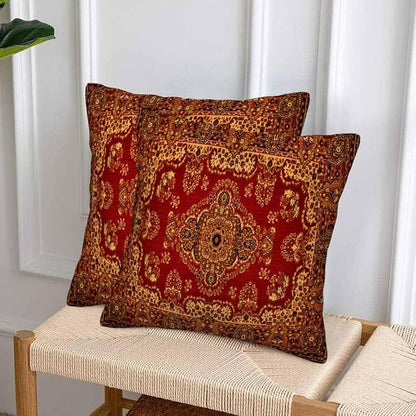 Red Oriental Persias Couch Pillow Covers 18 X 18 Boho Set of 2 Pillowcases - Image 4