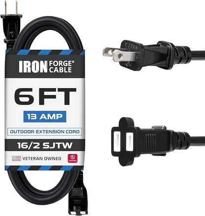 Iron Forge Cable 6 ft Black Extension Cord, 6 Foot Extension Cord by IronForgeCable