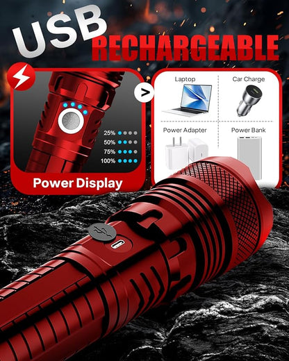 Victoper Red LED Flashlights, High Powered High Lumens Super Bright Tactical - Image 7