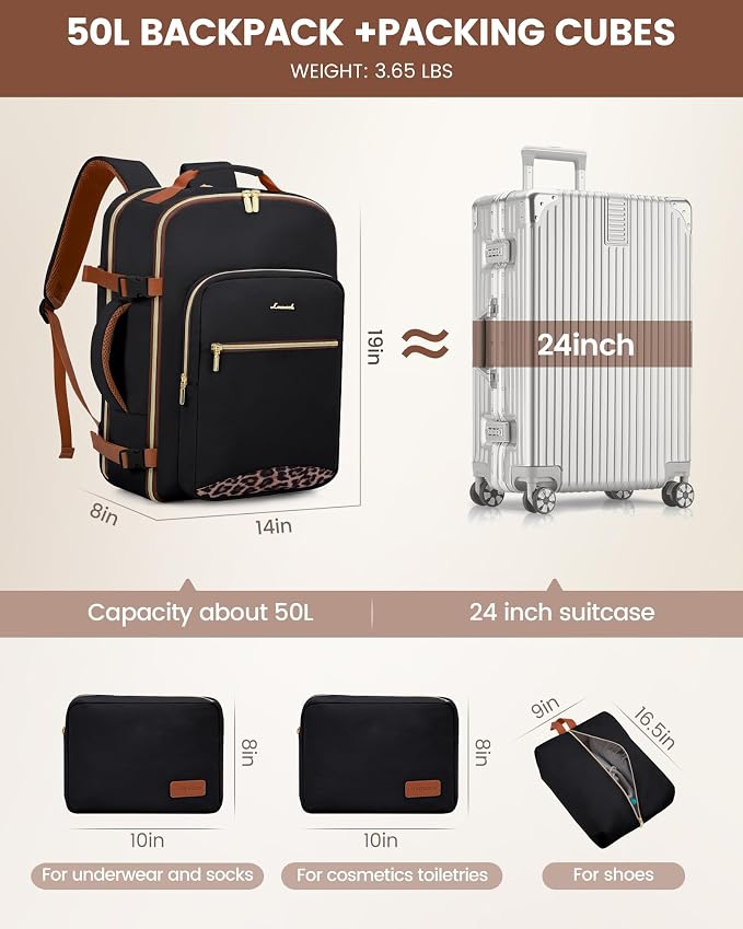 LOVEVOOK Travel Backpack for Women & Men 50L, Airline Approved Carry On - Image 5