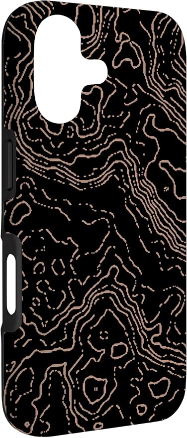 Topography Black & Brown Abstract Pattern Topographic Map Case - Image 3
