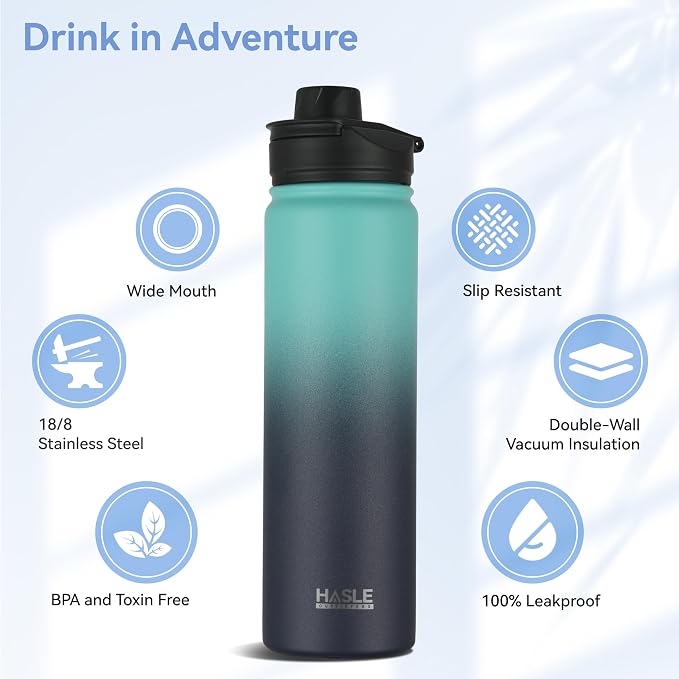 HASLE OUTFITTERS Insulated Water Bottle 22 oz Double Wall Stainless Steel Water - Image 2