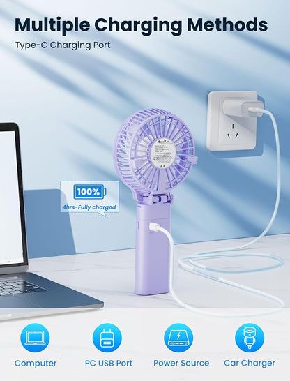 HandFan 5200mAh Handheld Fan Rechargeable, 20H Runtime Hand Fan, 3 Speeds - Image 9