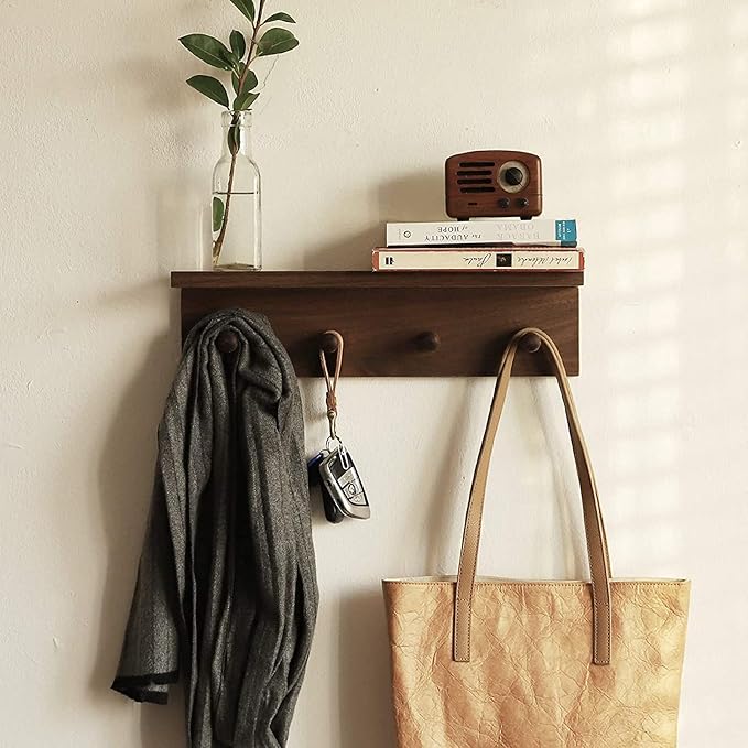 Entrance Coat Rack ，Coat Hooks, Wall-Mounted Wooden Hook Rack, Wall-Mounted - Image 5