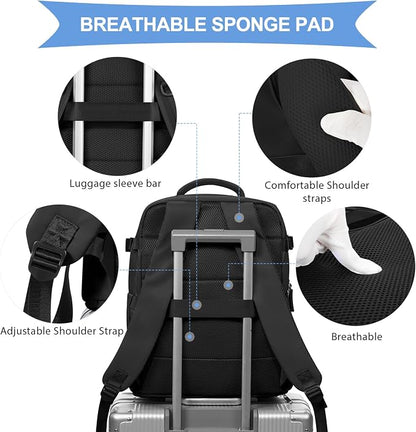 coowoz Black Travel Backpack For Women Men Airline Approved, Carry On Backpack - Image 4
