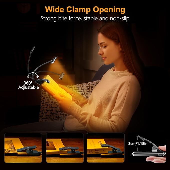 Gritin 2 Pack 19 LED Rechargeable Book Light - Image 7