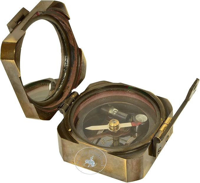 Kelvin & Hughes Natural Sine Brass Pocket Compass – Vintage Mining Compass & - Image 2