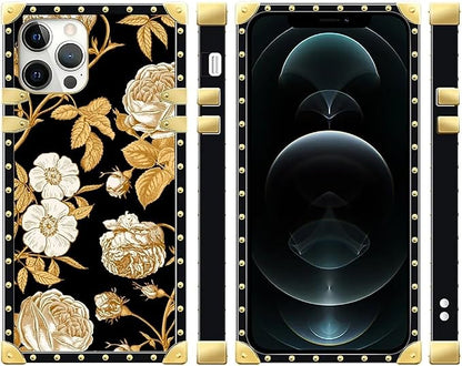 Compatible with iPhone 12 Pro Max Case, Blooming Rose Golden Flower Luxury - Image 2