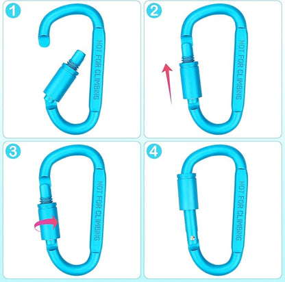 Craebuer 4 Pack Carabiner Clip, 3 inch Aluminum D-Ring Shape Locking Carabiners - Image 4
