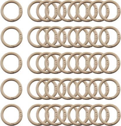 Carabiner Clip 48Pcs Khaki Metal Key Ring Clip Circle Keychain Rings Bulk by KJMLDIY