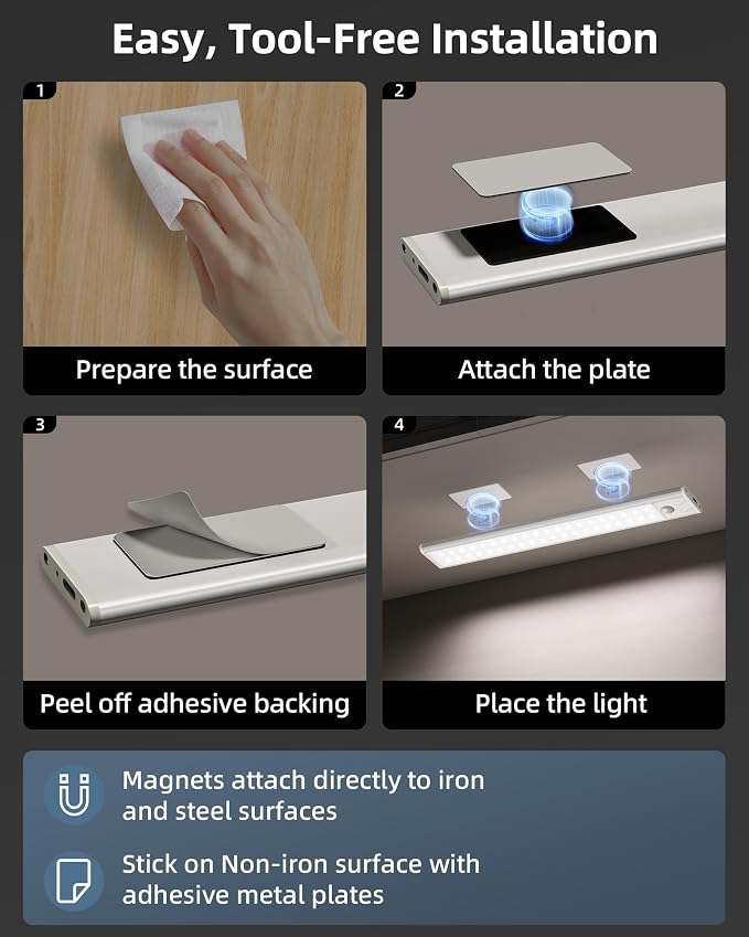 Under Cabinet Lights, Motion Sensor Light Indoor, Wireless Closet Lights - Image 7