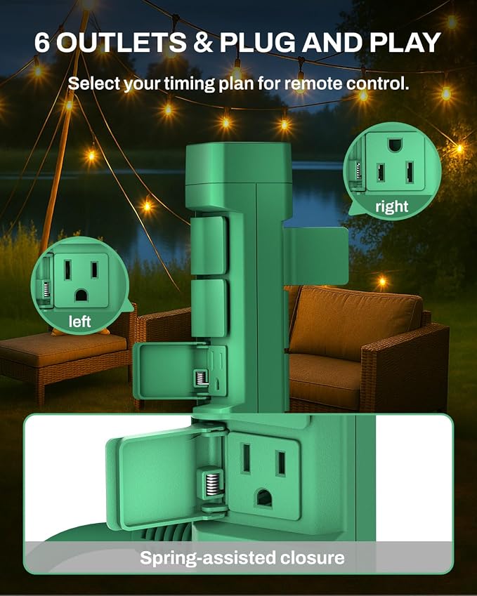 BN-LINK Outdoor Power Stake Timer, 100FT Wireless Remote Control, Dusk to Dawn - Image 7