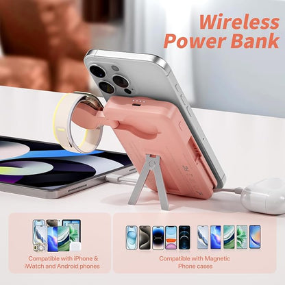 Magnetic Portable Charger Built-in Cables, 10000mAh Fast Charging Wireless - Image 4