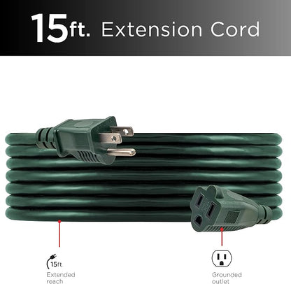 UltraPro Outdoor Extension Cord, 15 Ft, Heavy Duty 3 Prong Extension Cord - Image 2