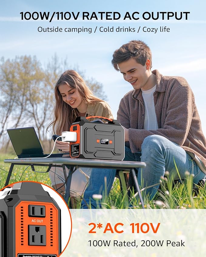 Solar Powered Generator 200W Peak/100W Rated, Portable Solar Generator Power - Image 3