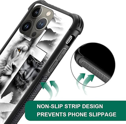 for iPhone 14 Pro Max Case, Lion Cross Jesus Christ Dove Pattern Graphic Design - Image 6
