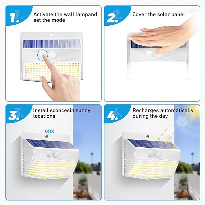 Peasur Solar Outdoor Lights Motion Sensor Solar Security Lights Waterproof - Image 5