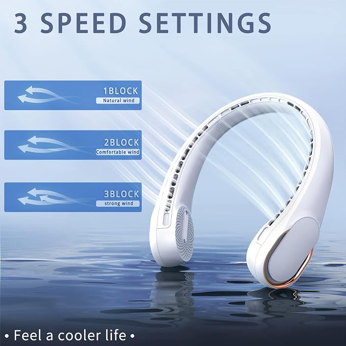 ASNUG Portable Neck Fan, Bladeless Neck Fan, USB Rechargeable Personal Fan - Image 3